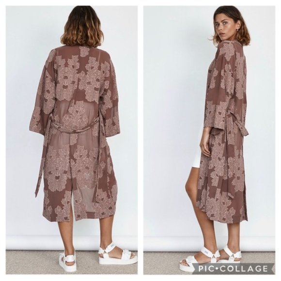 Brown Floral Kimono Cardigan - Picture 6 of 6